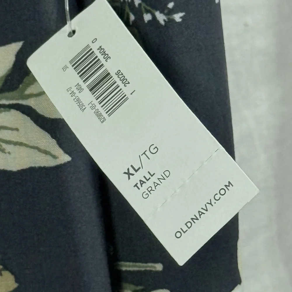 NWT Old Navy XL Tall Grey Floral Shift Dress Long Sleeve Ruffle Cuff Rayon - Picture 10 of 10